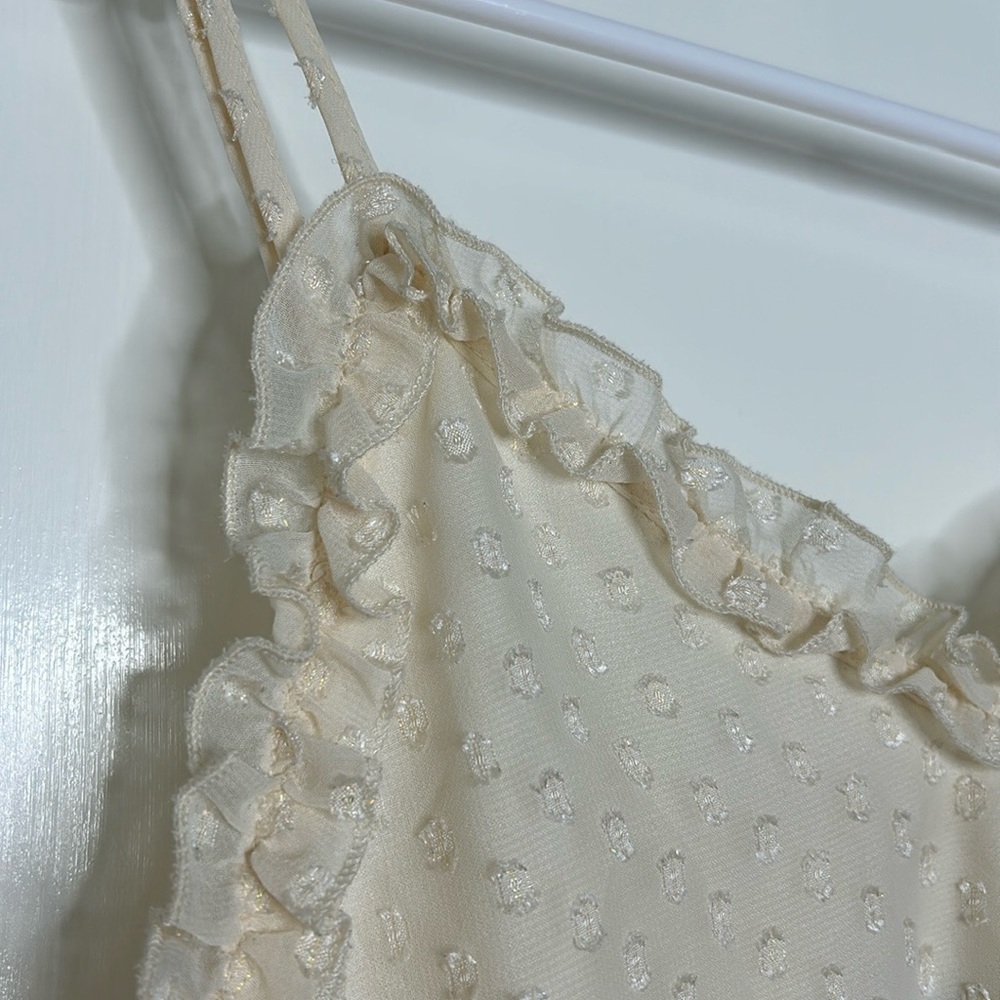 Norwegian Tank Top Cream Color Flowy Ruffled - Picture 3 of 8